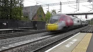 Bouncy track beds on the fast at Atherstone seen while VT 390 Pendolinos pass over, 05/10/2019