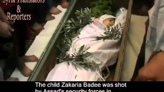 Syria, Hama The child Zakaria Badee was shot by Assad's security forces. 17-7-2012.mp4