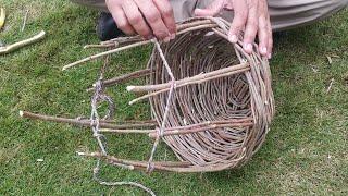 DIY Basket Weaving - How To Weave/Make A Basket Using Tree Branches/Twigs