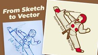 From Sketch to Vector Illustration - Adobe Illustrator Inspirations | Taekwondo Boy