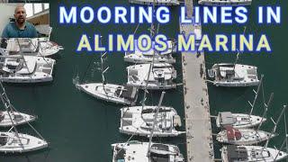 Entering and Exiting a Greek Marina with Mooring Lines, Review the action during the summer Meltemi