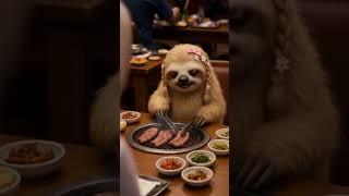 Sloth at Korean BBQ   #Shorts #foryou #funny #sloth