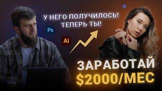 Как заработать $2000/мес на дизайне с нуля — История успеха и твои первые шаги! Начни свой путь!