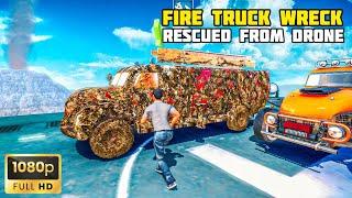 RESCUING FIRE TRUCK WRECK FROM DRONE | OFF THE ROAD HD OPEN WORLD DRIVING GAME