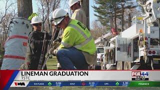 Twelve TSTC line worker graduates walk the stage