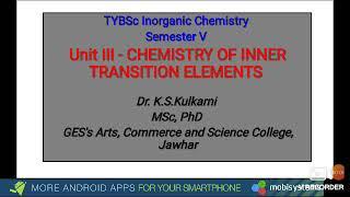 TYBSc Inorganic Chemistry Sem V - Dr. K.S.Kulkarni