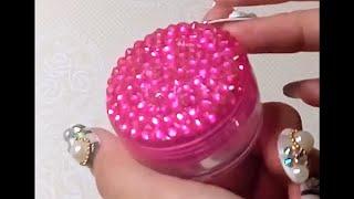 Bedazzling small pink container #bling #fypシ