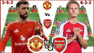  Arsenal vs Man United Head to Head potential starting line up EPL 2024/2025