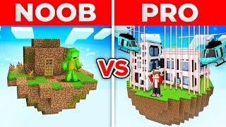 JJ Family & Mikey Family - NOOB vs PRO : Safest Modern Sky House Build Challenge in Minecraft!