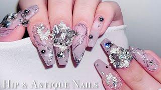 sub) Antique and Hip Nails/ How to clean powder nails / Nail tip extensions / Nailart / Self-nails