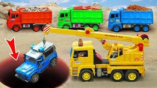 Rescue Fire Truck, Crane, Truck  - JCB Excavator and Road Construction Rescue | Funny Car Toys