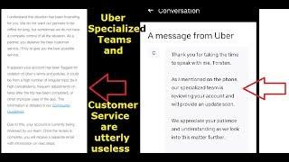 Uber's 'Specialized Teams' , Uber Customer Support and Uber hubs don't do their job