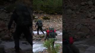 Crossing the burn in Glen Feshie on the way to our camp spot