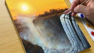 Easy Way to Paint a Waterfall / Acrylic Painting for Beginners