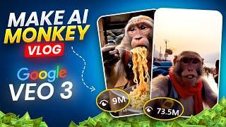How to Make Viral AI Monkey Vlog Videos using Veo 3 | veo 3 animal vlog| how to make ai monkey vlog