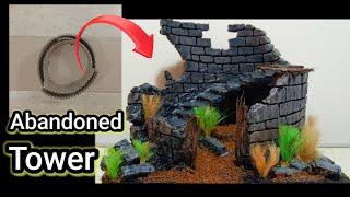 DIY Abandoned Castle Tower | Using Cement and Easy Steps