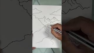 #tutodessin d’un #paysage en #10traits  #dessinfacile #dessinenfant #apprendreadessiner