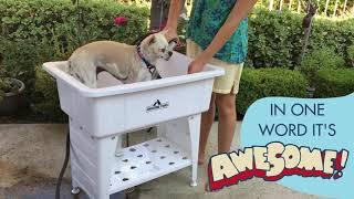 Awesome Paws Dog Bath Grooming Station Portable Indoor and Outdoor, for Small & Medium Dogs