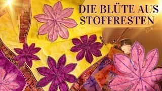 Die große Clematis Blüte aus Patchwork Stoffresten für Anfänger selber Patchen!