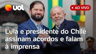 Lula e Gabriel Boric falam ao vivo e assinam acordos comerciais entre Brasil e Chile; assista