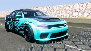 Massive Spike Strip Pileup Car Crashes #118 – BeamNG Drive | CrashBoomPunk