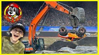 Monster Jam Dirt Squad Construction Trucks & Monster Truck Freestyle Arena COMPILATION