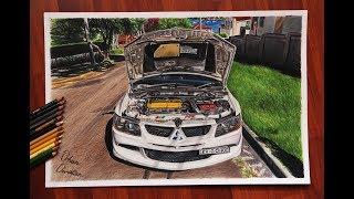 EVO 8 Engine Bay JDM Car Drawing | Orhan Özvatan