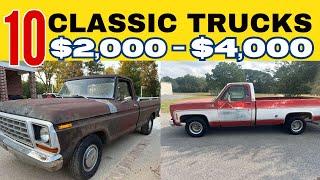 10 CLASSIC TRUCKS FOR SALE CHEAP -  Best projects for $2000 to $4000 by Owner!