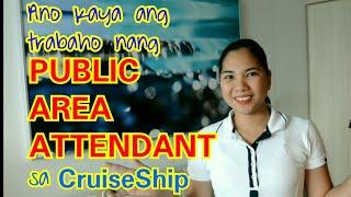 What is the job of PUBLIC AREA ATTENDANT Cleaner Utility on CruiseShip English subtitle