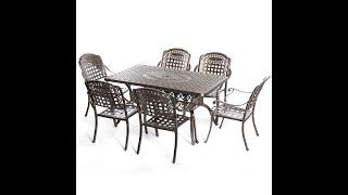 Indoor and Outdoor Bronze Dining Set 6 Chairs with 1 Table Bistro Patio Cast Aluminum.