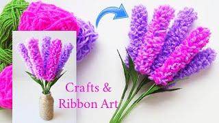 Easy Lavender Flower Making Idea with Wool - Amazing Woolen Craft - How to Make Lavender Flower