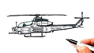 How to Draw a Cobra Military Helicopter