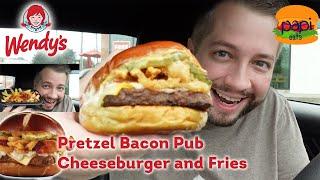 Wendy's Pretzel Bacon Pub Cheeseburger & Pub Fries - New and Improved! - Review