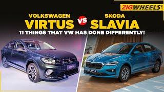 VW Virtus vs Skoda Slavia: 11 Things That They Do Differently! | Same or Not? | ZigWheels.com