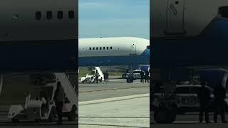 Air Force 2 sits in between Donald Trump and JD Vance's planes at LaGuardia Airport