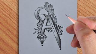 Amazing drawing tattoo of A letter design making with pencil || how to make tattoo