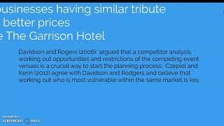 Screencast for competitor analysis for Tapton Hall for tribute nights