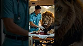 Heroic Rescue Team Saves Injured Lion’s Life  #shorts #animals