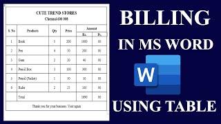 How to prepare bill book using Table in ms word in Tamil | Ms word complete Tutorial in Tamil