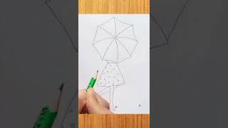 Beautiful girl drawing | girl with umbrella #short #trending #youtubeshorts #shortvideo #art #shorts