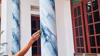 Few people knows! Amazing Techniques Imitation Marble Paint || Cách sơn giả đá cẩm thạch đơn giản