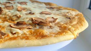 Самая вкусная грибная пиццабелый грибной соус mushroom pizza