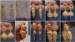 latest light weight gold Jhumki earrings designs 2024 with weight & price || new Jhumki earrings