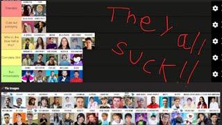 YouTuber's Tier List | Ft. MrBeast, KSI, Penguinz0