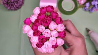 DIY | Cara Membuat bunga Dari Pita Satin | Mawar Mungil #satinribbonflowers #tutorial