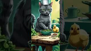 the cat makin sallad for chick#ai#viral short#youtube