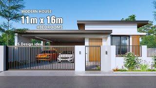 Modern House | House Design idea | 11m x 16m with 4Bedrooms