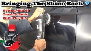 Remove Runs & Trash From Clear Coat CUT & BUFF BLACK PAINT Rupes Bigfoot DA Orbital Polisher Sander