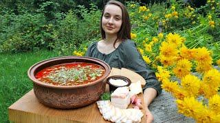 I cooked Ukrainian Borsch in the village. Dish of UNESCO List