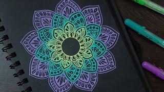 Drawing Mandala art with Gelly roll pens/Mandala art /moonlight pens